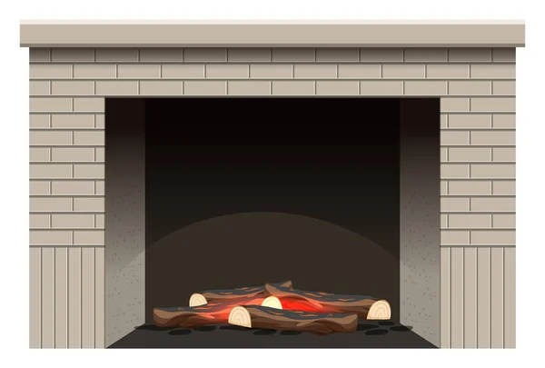 図の中の木製の火で暖炉 — ストックベクタ