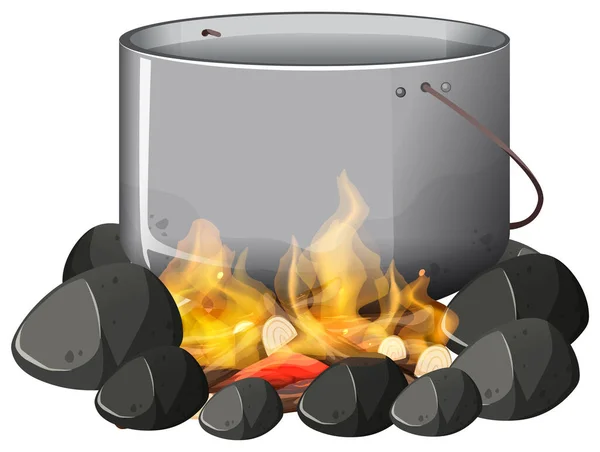 Olla Cocción Quema Fuego Ilustración — Vector de stock