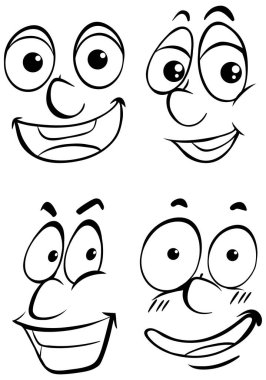 Farklı yüz ifadeleri olan insan yüzleri.