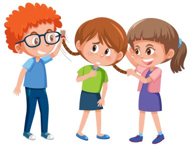 Domestic violence with kid bullying the others on white background illustration clipart