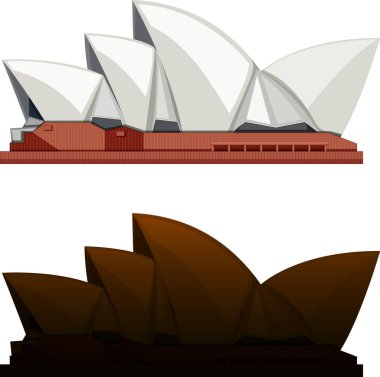 Siluet Sydney opera binası beyaz arkaplan çizimi