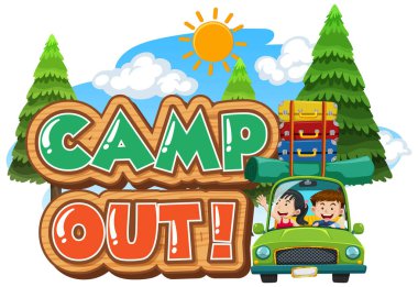Kamp için yazı tipi tasarımı. Parktaki resimde çadır var.