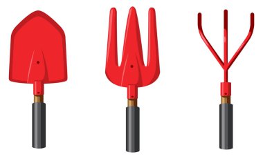 Beyaz arkaplan illüstrasyonunda bahçe araçları kümesi