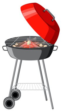 Beyaz arkaplanda kırmızı barbekü ızgarası