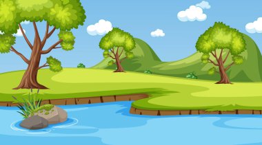 Park illüstrasyonunda birçok ağacın olduğu arkaplan sahnesi