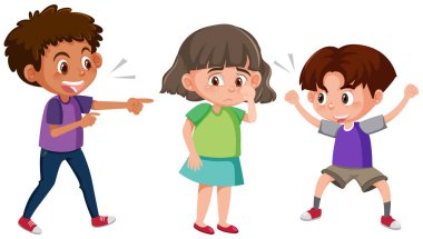 Domestic violence with kid bullying the others on white background illustration clipart