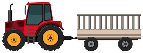 Traktor Zieht Wagen Auf Weißem Hintergrund Illustration — Stockvektor