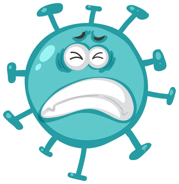 Célula Única Virus Con Expresión Ilustración Facial — Vector de stock