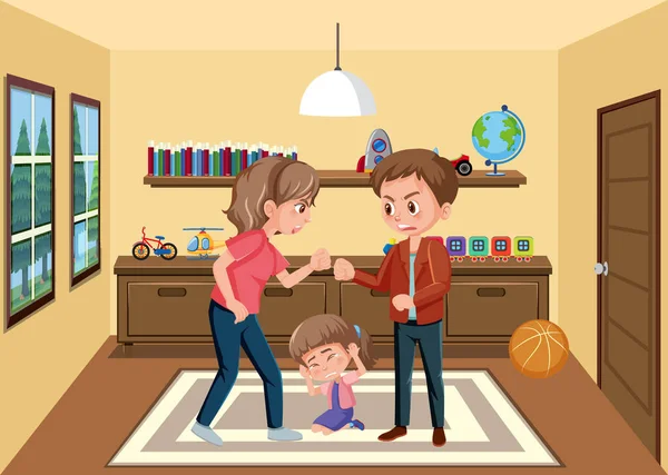 Scéna Rodiči Šikanující Svou Rodinu Doma Ilustrace — Stockový vektor