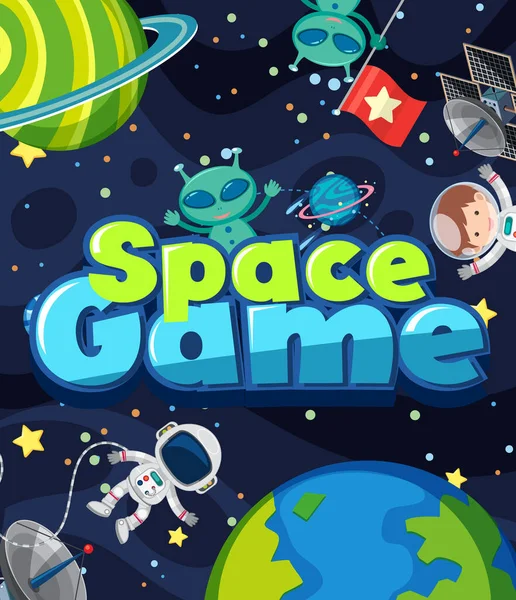 Affiche Ontwerp Voor Ruimte Spel Met Alien Astronaut Ruimte Illustratie — Stockvector