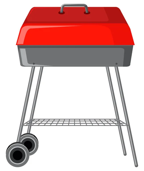 Rode Barbecue Grill Witte Achtergrond Illustratie — Stockvector