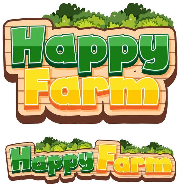 Zwei Schilder Mit Wort Glücklicher Bauernhof Auf Weißem Hintergrund Illustration — Stockvektor