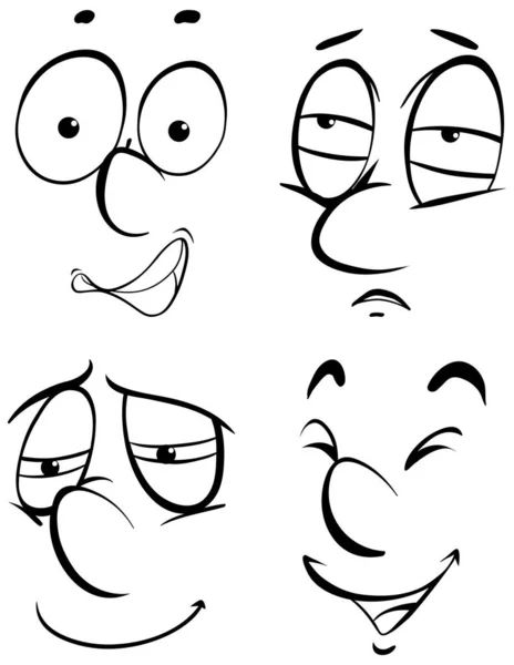 Visages Humains Avec Différentes Expressions Faciales Illustration — Image vectorielle