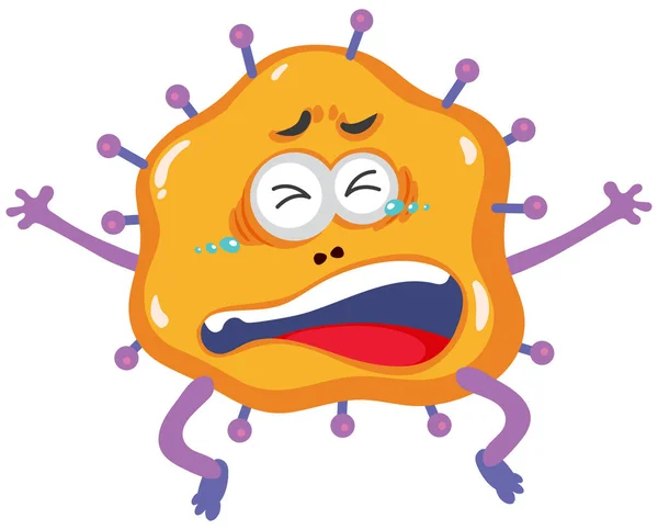 Singola Cellula Virus Con Espressione Sul Volto Illustrazione — Vettoriale Stock