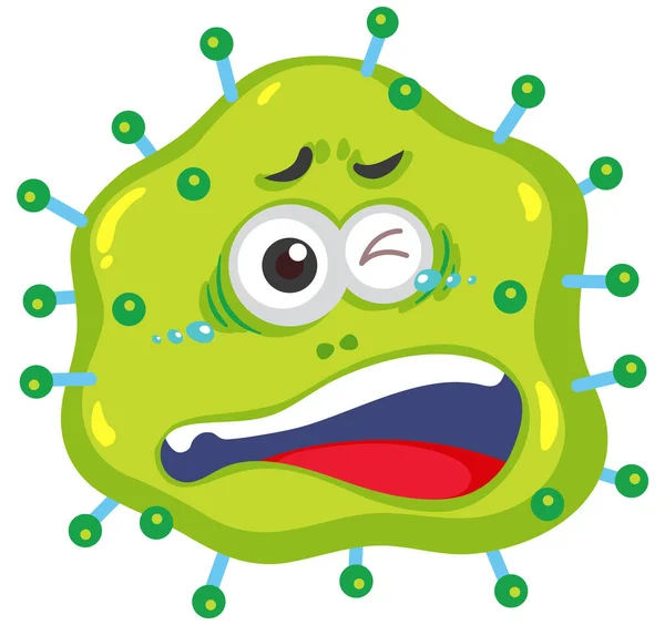 面部有表达的单个病毒细胞 — 图库矢量图片