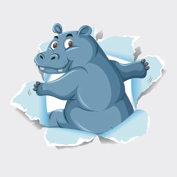 Projeto Modelo Fundo Com Hipopótamo Selvagem Ilustração Papel Cinza — Vetor de Stock