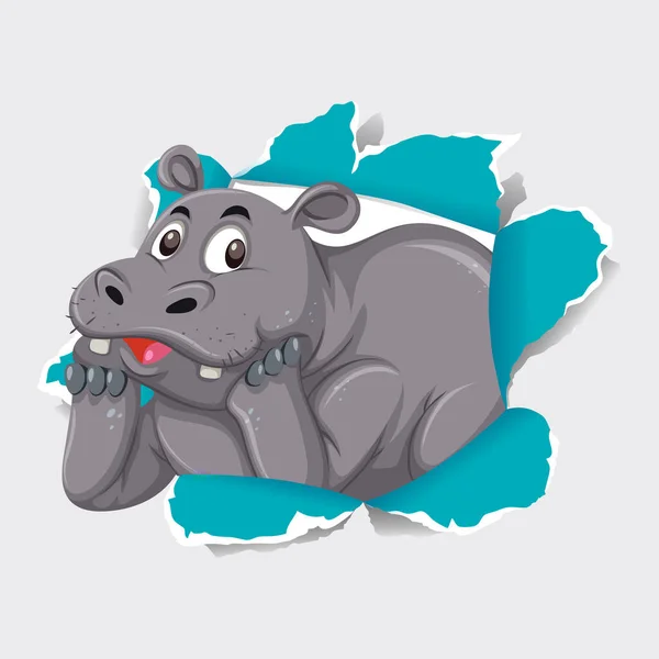 Diseño Plantilla Fondo Con Ilustración Hipopótamo Salvaje — Archivo Imágenes Vectoriales