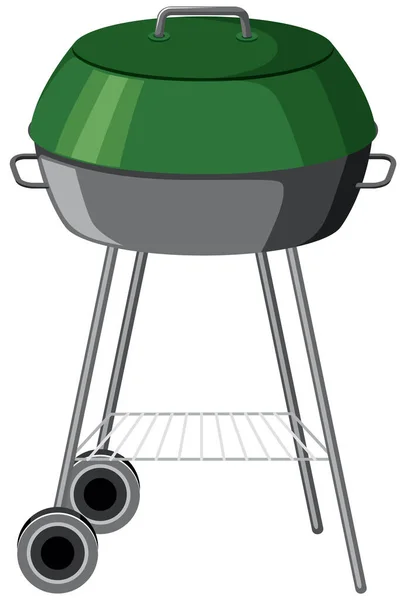 Green Barbecue Grill White Background Illustration — Stock Vector