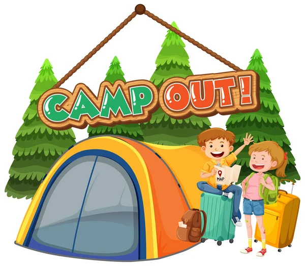 Projektowanie Czcionki Dla Camp Out Tent Park Illustration — Wektor stockowy