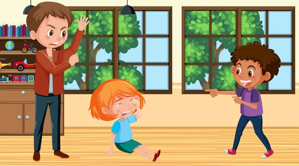 Adegan Dengan Anak Gadis Bullying Ruang Ilustrasi - Stok Vektor
