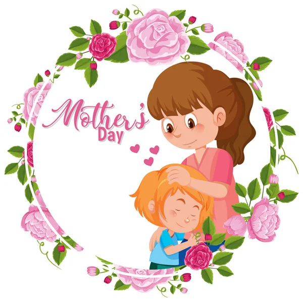 Projekt Szablonu Szczęśliwego Dnia Matki Mamą Córką Ilustracja — Wektor stockowy