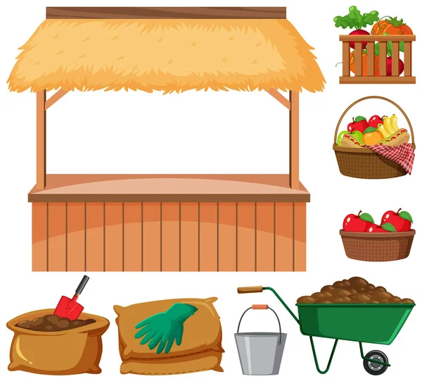Fournisseur Nourriture Nombreux Articles Agricoles Sur Fond Blanc Illustration — Image vectorielle
