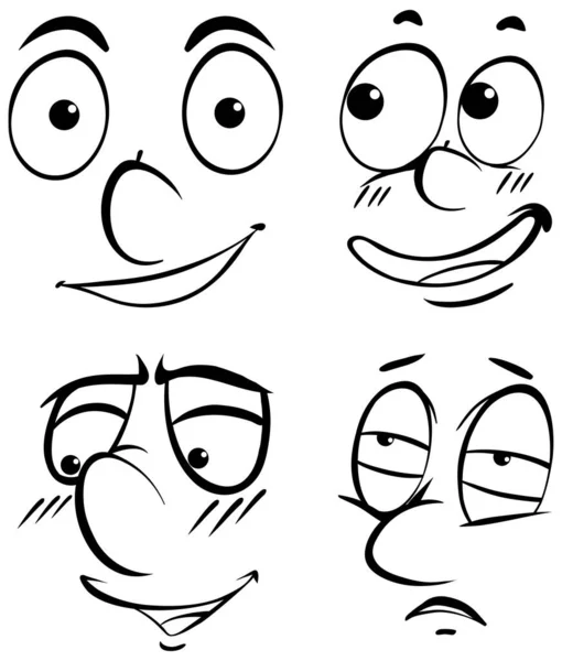 Human Faces Different Facial Expressions Illustration — Stock Vector