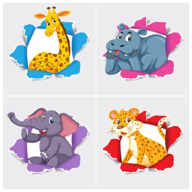 Vahşi hayvan resimleriyle arka plan şablonu tasarımı