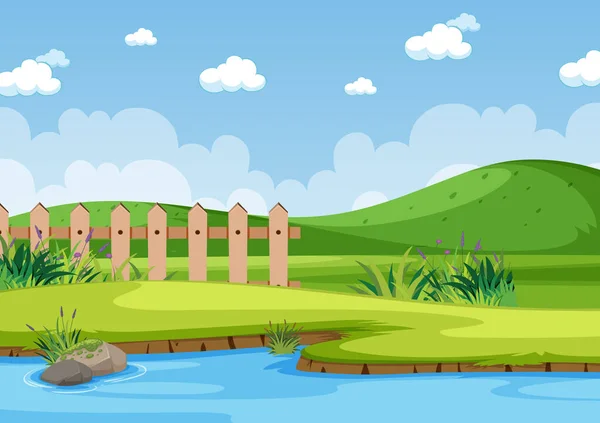 Background Scene River Park Illustration — Stock Vector