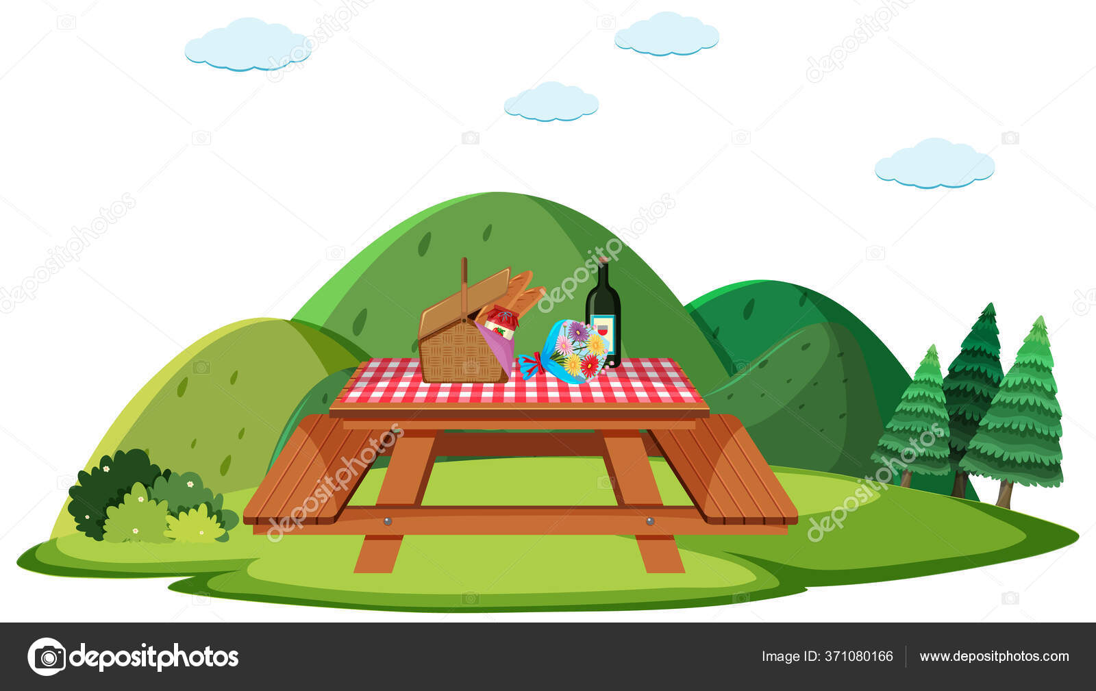 Picnic Scene Food Table Illustration Stock Vector Image by ©brgfx #371080166