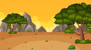 Park illüstrasyonunda birçok ağacın olduğu arkaplan sahnesi