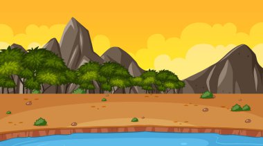 Park illüstrasyonunda birçok ağacın olduğu arkaplan sahnesi