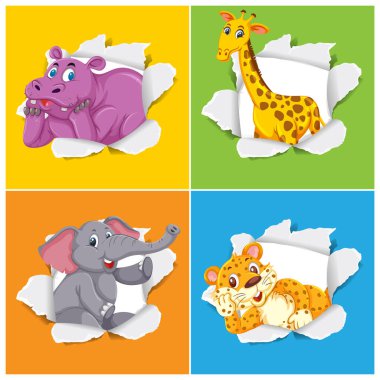 Vahşi hayvan resimleriyle arka plan şablonu tasarımı