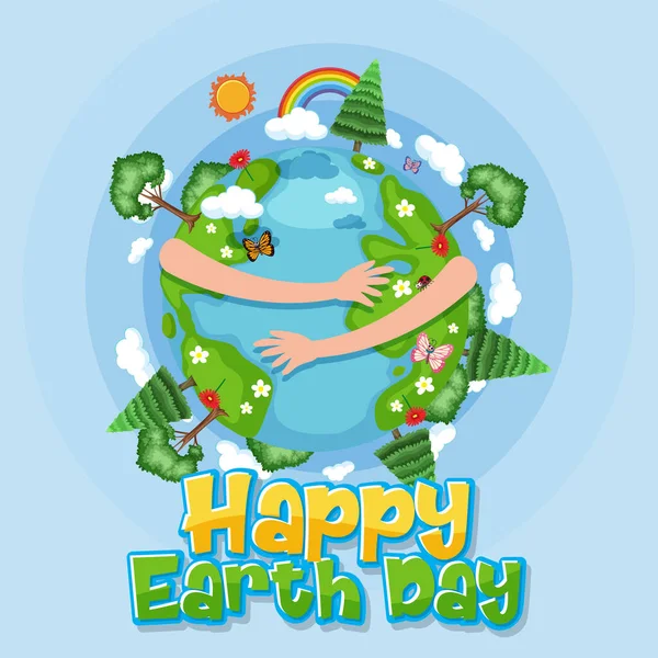 Poster Design Für Happy Earth Day Mit Händen Die Erde — Stockvektor