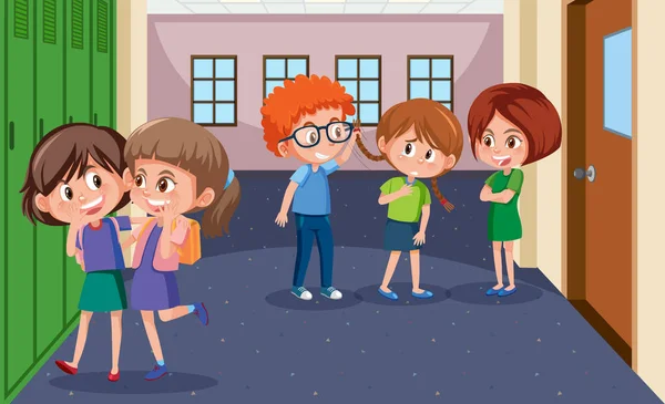 Scene Met Kind Pesten Hun Vriend School Illustratie — Stockvector