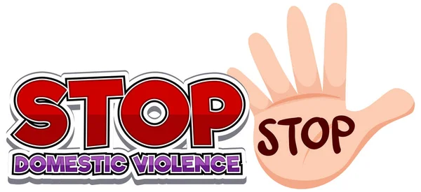 Stop Domestic Violence Font Design Hand Gesture Illustration — Stock Vector