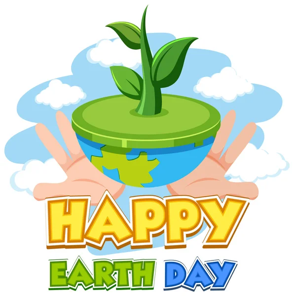 Poster Design Für Happy Earth Day Mit Grünen Pflanzen Auf — Stockvektor