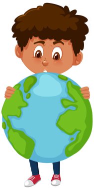 Oğlan ve dünya resimleriyle mutlu bir dünya günü için poster tasarımı