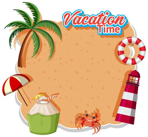 Font Design Vacation Time Banner Template Illustration — Stock Vector