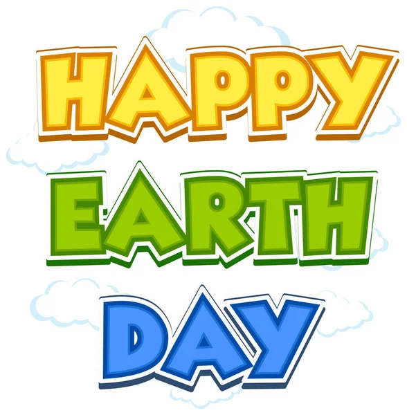 Happy Earth Day Schriftdesign Auf Weißem Hintergrund Illustration — Stockvektor