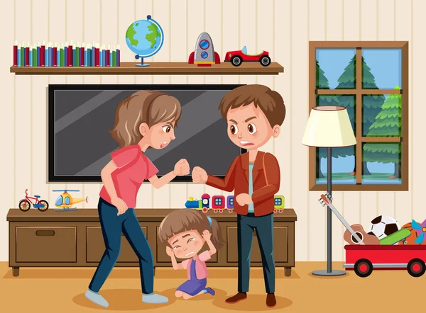 Szene Mit Eltern Die Ihre Familie Hause Mobben Illustration — Stockvektor