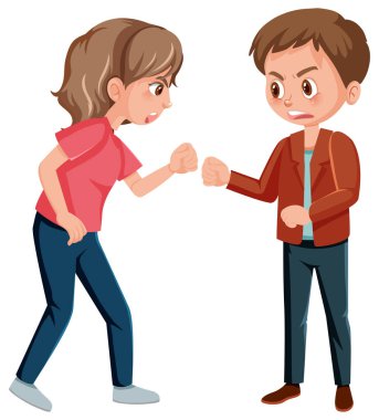 Kadın ve erkeğin resimle savaştığı aile içi şiddet sahnesi