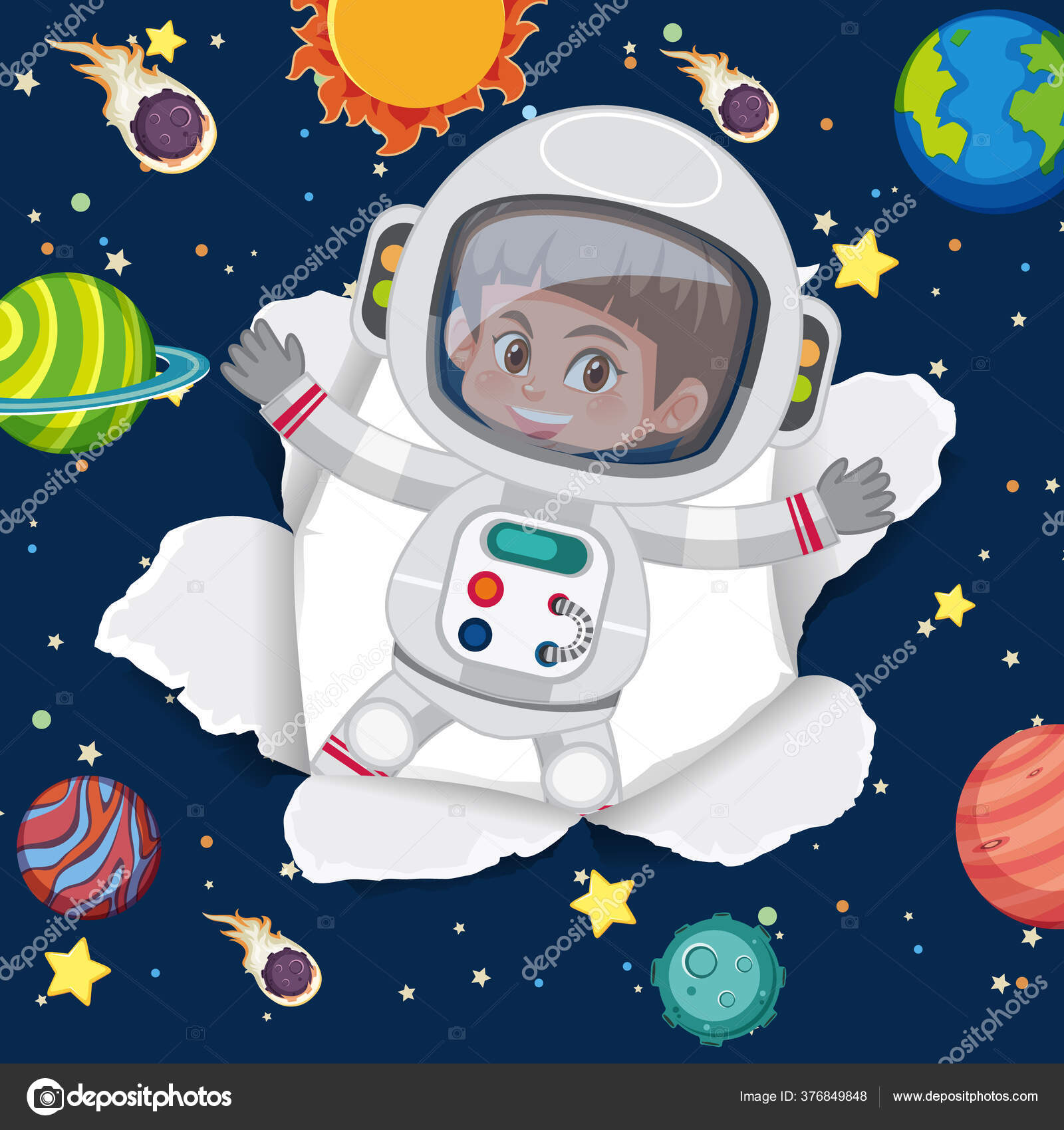 Фон Космической Тематики Летающим Космонавтом Космической.