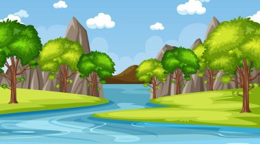 Park illüstrasyonunda birçok ağacın olduğu arkaplan sahnesi