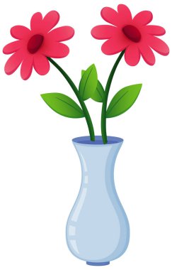 Beyaz vazoda kırmızı çiçekler.