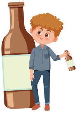 Beyaz arkaplanda alkol içen adam