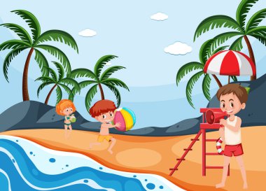 Sahildeki resimdekilerle arka plan sahnesi