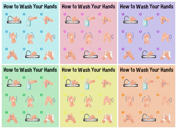 展示如何洗手的海报 — 图库矢量图片
