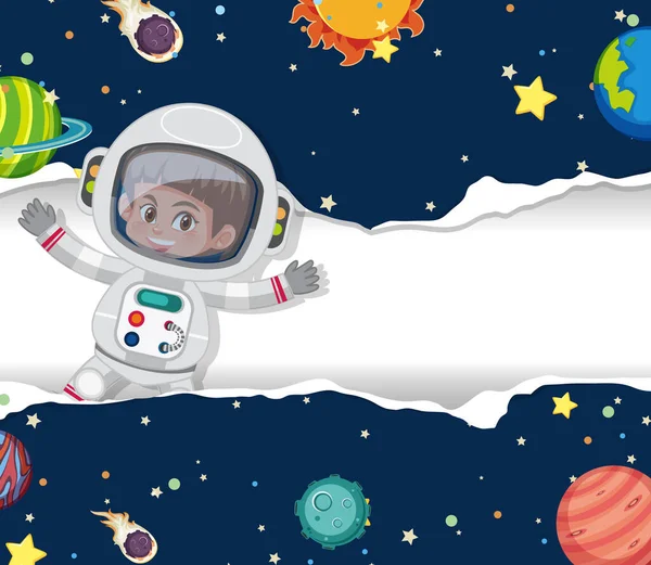 Espaço Tema Fundo Com Astronauta Voando Ilustração Espacial —  Vetores de Stock