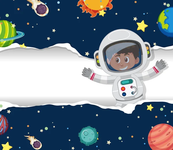 Fondo Temático Espacial Con Astronauta Volador Ilustración Espacial — Vector de stock